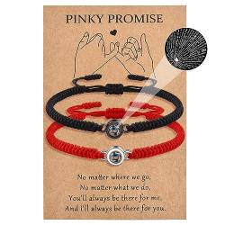 MANVEN Pärchen Armband Paare Geschenke Partnerarmbänder Projektion von Ich liebe dich in 100 Sprachen Schwarz und Rot von MANVEN