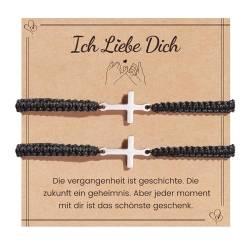 MANVEN Partnerarmbänder Pärchen Armband Paare Geschenke Valentinstag Weihnachtstag Jahrestag Geschenk Handgemacht Kreuz Armband Ich liebe dich Paar Armbänder für Sie Ihn Freunde Freundinnen von MANVEN