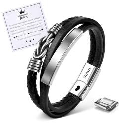 MANVEN Sohn Armband Geschenke für Sohn Edelstahl Lederarmband Gravur Sohn Für Herren Geburtstagsgeschenk für Sohn Motivationsgeschenk Weihnachtstag An Meinen Sohn My Son Inspiration Schmuck von MANVEN