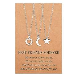 MANVEN Sonne und Mond Halskette Freundschaft Halsketten Freundschaftshalskette Beste Freundin Geschenke Geburtstag Geschenk für Schwestern Gute Freunde Frauen Teens Mädchen Schmucksets für 3 Silber von MANVEN