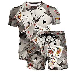 Herren Poker Card Anzug Kurzarm Bedruckt Casual Fashion Zweiteiliges Jogging Set 2-teilige Anzüge von MANYMANY