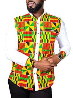 MANYMANY Afrikanische Herrenkleidung Dashiki Oberteile Traditionelle Langarm Afrikanisches Kleid Hemd Grafik Patchwork Slim Fit Hemden von MANYMANY