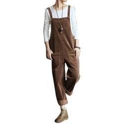 MANYMANY Latzhose aus Cord für Damen Overall lockere Passform Latzhose aus Cord mit Latzhose von MANYMANY