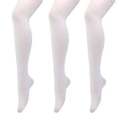 MANZI 3 Paar Frauen Mädchen Basic Cabrio Ballett Tanz Strumpfhosen mit variablem Fuß,Kinder,Erwachsene 40 den, Weiß, X-Large(Adult S/M) von MANZI