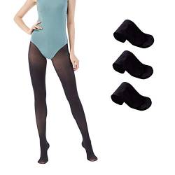 MANZI 3 Paare Ballettstrumpfhose für Mädchen Tanz Strumpfhosen mit Fuß 40 Den,Schwarz,Medium von MANZI