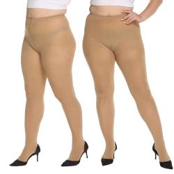 MANZI Damen Strumpfhose Übergröße Stützstrumpfhose Plus Size halbtransparent,70D Suntun XL von MANZI