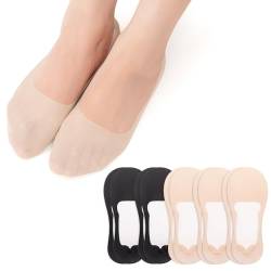 MANZI Füßlinge Damen No Show Socken Unsichtbare Sneakers Socken mit Rutschfeste Silikon für Loafer Flache Schuhe 2 Paare Schwarz 3 Paare Nackt S von MANZI