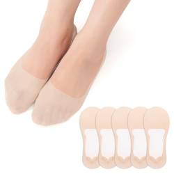 MANZI Füßlinge Damen No Show Socken Unsichtbare Sneakers Socken mit Rutschfeste Silikon für Loafer Flache Schuhe 5 Paare Nackt S von MANZI