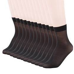 MANZI Nylon Socken Damen 12 Paar High Ankle Sheer Söckchen Bequeme Atmungsaktive Feinstrumpfsöckchen 20 Den,12 Paar Schwarz von MANZI
