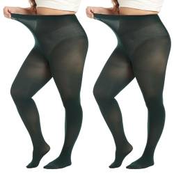 MANZI Strumpfhose Damen grosse grössen Bunte Feinstrumpfhose für Damen 70 Denier,Dark Green,3XL von MANZI