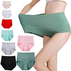 MAOAEAD Damen-Unterwäsche mit hoher Taille, M-7XL, große Größe, Slip, Damen, atmungsaktiv, Baumwolle, Dessous, Unterhosen (4 Stück, zufällig, 7XL (116-126kg)) von MAOAEAD