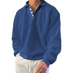 MAOAEAD Gentleman Ocean Casual Tops Herren Crewneck Sweatshirts Loose Fit Langarm Sport Golf Poloshirt Tops, dunkelblau, L von MAOAEAD