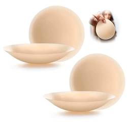 MAOAEAD Go Braless Seamless Cake Cover, Ultra Thin Invisible Bra Nipple Covers for Women, Reusable Sweatproof Silicone Pasties (Nude X 2 Pairs,D+ Cups) von MAOAEAD