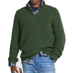MAOAEAD Herren Kaschmir Business Casual Zipper Sweater Classic Herren Viertel Zip Up Pullover Herbst Lose Mock Neck Pullover, armee-grün, XX-Large von MAOAEAD