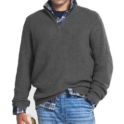 MAOAEAD Herren Kaschmir Business Casual Zipper Sweater Classic Herren Viertel Zip Up Pullover Herbst Lose Mock Neck Pullover, grau, Large von MAOAEAD