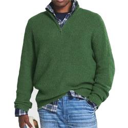 MAOAEAD Herren Kaschmir Business Casual Zipper Sweater Classic Herren Viertel Zip Up Pullover Herbst Lose Mock Neck Pullover, grün, Large von MAOAEAD
