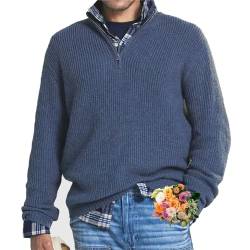 MAOAEAD Herren-Pullover aus Kaschmir, Business-Casual-Reißverschluss, 1/4-Reißverschluss, langärmelig, Rollkragenpullover, blau, XX-Large von MAOAEAD