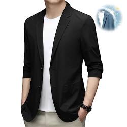 MAOAEAD Herren Sommer Leichte Anzugjacke Sommer Sonnenschutz Blazer für Männer Casual Slim Fit Sport Mantel Jacken, Schwarz , 7XL(125-135kg) von MAOAEAD