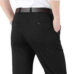MAOAEAD Hohe Stretch Männer Klassische Hosen, Sommer Hohe Taille Casual Hosen Herren Stretch Hosen Mode Slim Fit Kleid Hosen (40W,Black) von MAOAEAD