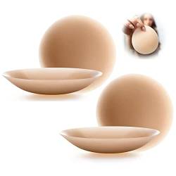 MAOAEAD Seamless Cake Cover, Ultra Thin Invisible Soft Silicone Nipple Covers for Women, Reusable Sweatproof Silicone Pasties (D+++ Cup,Mocha X 2 Pairs) von MAOAEAD