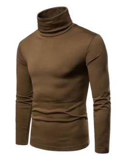 MAQUIDE Herren Casual Slim Fit Basic Tops Strick Thermo Rollkragen Pullover Sweater, Darkdrown, XX-Large von MAQUIDE