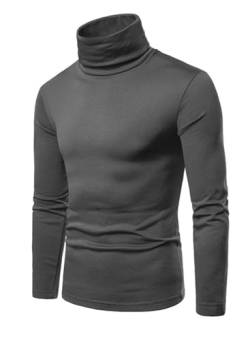 MAQUIDE Herren Casual Slim Fit Basic Tops Strick Thermo Rollkragen Pullover Sweater, grau, Mittel von MAQUIDE
