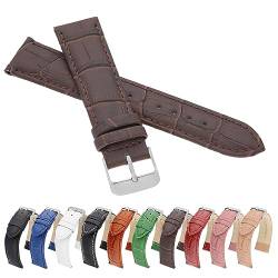 MARCHEL Croco LM-55 Lederarmband 19 mm Braun mit Krokoprägung für Armbanduhren Uhrenarmband Krokodilmuster von MARCHEL