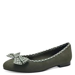 MARCO TOZZI Damen Ballerinas Flach mit Schleife, Grün (Khaki Comb), 39 von MARCO TOZZI