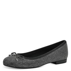 MARCO TOZZI Damen Ballerinas Glitzer Vegan, Schwarz (Anthracite Met), 37 EU von MARCO TOZZI