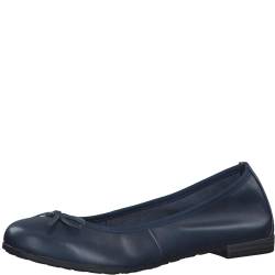 MARCO TOZZI Damen Ballerinas aus Leder mit Schleife, Blau (Navy), 37 EU von MARCO TOZZI