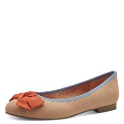 MARCO TOZZI Damen Ballerinas mit Schleife Vegan, Mehrfarbig (Biscuit Comb), 38 EU von MARCO TOZZI