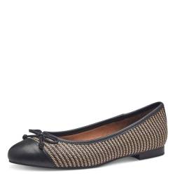 MARCO TOZZI Damen Ballerinas mit Schleife Vegan, Schwarz (Black Comb), 38 EU von MARCO TOZZI