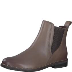 MARCO TOZZI Damen Chelsea Boots aus Leder Flach, Grau (Taupe), 36 von MARCO TOZZI