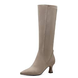 MARCO TOZZI Damen Langschaftstiefel mit Absatz bis zum Knie Elegant, Grau (Taupe), 39 von MARCO TOZZI