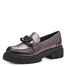 MARCO TOZZI Damen Loafer mit Plateau aus Kunstleder mit Kette, Silber (Pewter), 39 von MARCO TOZZI