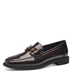 MARCO TOZZI Damen Loafer ohne Absatz Lack Business Slippers, Braun (Mocca Patent), 37 von MARCO TOZZI