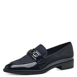 MARCO TOZZI Damen Loafer ohne Absatz Spitz Lack, Blau (Navy Patent C.), 38 von MARCO TOZZI