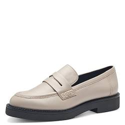 MARCO TOZZI Damen Loafer ohne Absatz aus Kunstleder Klassisch, Grau (Taupe), 42 von MARCO TOZZI