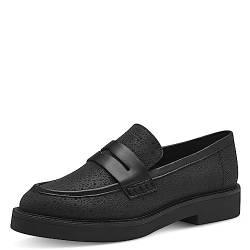 MARCO TOZZI Damen Loafer ohne Absatz aus Kunstleder Klassisch, Schwarz (Black Glitter), 38 von MARCO TOZZI