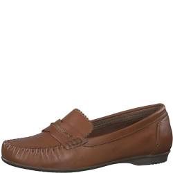 MARCO TOZZI Damen Mokassins aus Leder Elegant, Braun (Cognac), 37 EU von MARCO TOZZI