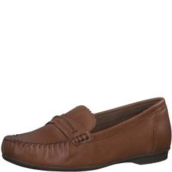 MARCO TOZZI Damen Mokassins aus Leder Elegant, Braun (Cognac), 37 EU von MARCO TOZZI