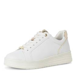 MARCO TOZZI Damen Plateau Sneaker mit Schnürsenkeln Bequem, Weiß (White Comb), 37 EU von MARCO TOZZI