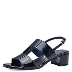 MARCO TOZZI Damen Sandalen mit Absatz Bequem Vegan, Blau (Navy Patent C), 38 EU von MARCO TOZZI