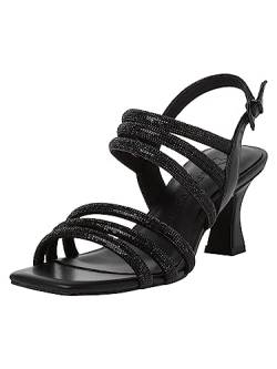 MARCO TOZZI Damen Sandalen mit Absatz Glitzer Festlich, Schwarz (Black Comb), 38 EU von MARCO TOZZI