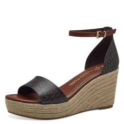 MARCO TOZZI Damen Sandalen mit Keilabsatz mit Verstellbarem Riemen Sommer, Braun (Mocca Comb), 38 EU von MARCO TOZZI