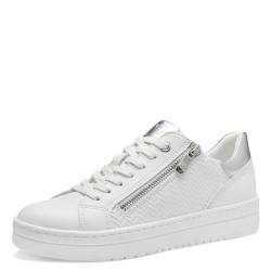 MARCO TOZZI Damen Sneaker flach mit Reißverschluss Vegan, Weiß (White Comb), 40 EU von MARCO TOZZI