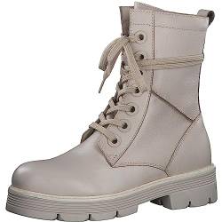 MARCO TOZZI Damen Stiefeletten zum Schnüren aus Leder Plateau, Beige (Cream), 37 von MARCO TOZZI