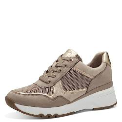 MARCO TOZZI Damen Wedge Sneaker Keilabsatz mit Schnürsenkeln und Reißverschluss, Beige (Ecru Comb.), 37 von MARCO TOZZI