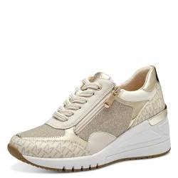 MARCO TOZZI Damen Wedge Sneaker mit Reißverschluss Vegan, Beige (Cream Comb), 39 EU von MARCO TOZZI