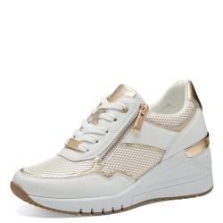 MARCO TOZZI Damen Wedge Sneaker mit Reißverschluss Vegan, Mehrfarbig (White Gold), 37 EU von MARCO TOZZI